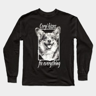 Corgi kisses, fix everything Long Sleeve T-Shirt